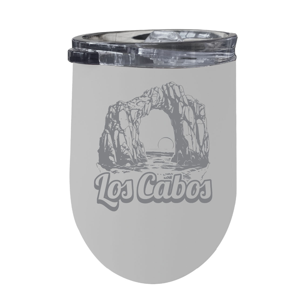 Los Cabos Mexico Souvenir 12 Oz Engraved Insulated Wine Stainless Steel Tumbler - White,,4-Pack