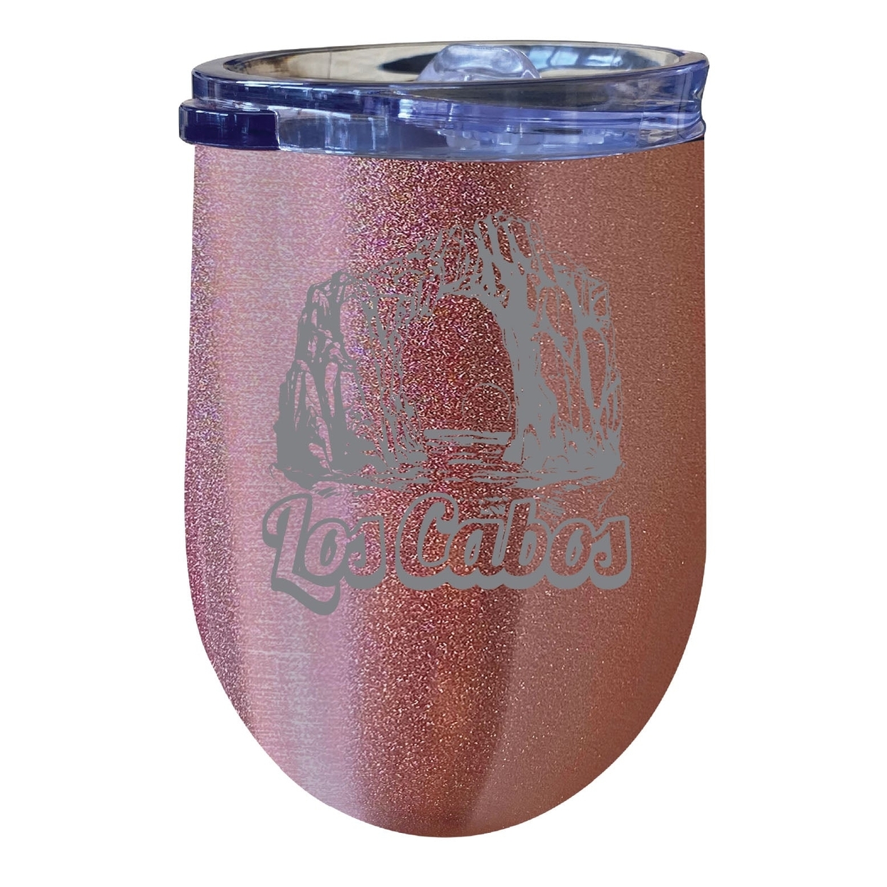 Los Cabos Mexico Souvenir 12 Oz Engraved Insulated Wine Stainless Steel Tumbler - Rose Gold,,Single Unit