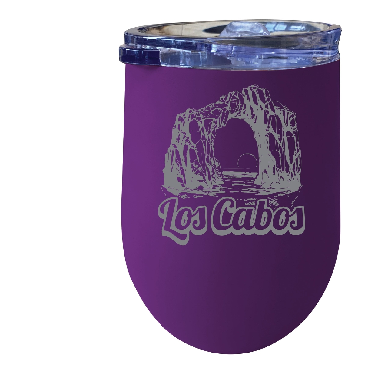 Los Cabos Mexico Souvenir 12 Oz Engraved Insulated Wine Stainless Steel Tumbler - Purple,,Single Unit