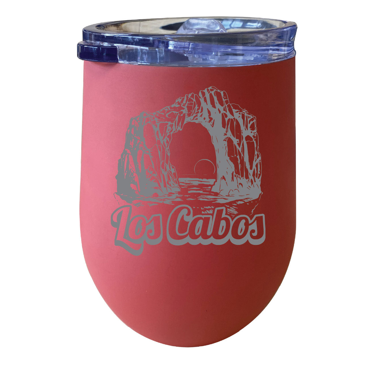 Los Cabos Mexico Souvenir 12 Oz Engraved Insulated Wine Stainless Steel Tumbler - Coral,,2-Pack