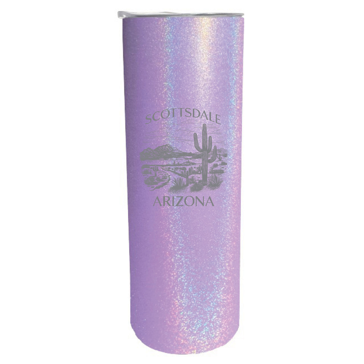 Scottsdale Arizona Souvenir 20 Oz Engraved Insulated Stainless Steel Skinny Tumbler - Purple Glitter,,4-Pack