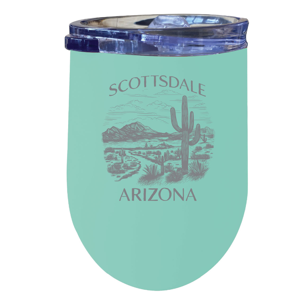 Scottsdale Arizona Souvenir 12 Oz Engraved Insulated Wine Stainless Steel Tumbler - Rainbow Glitter Gray,,Single Unit