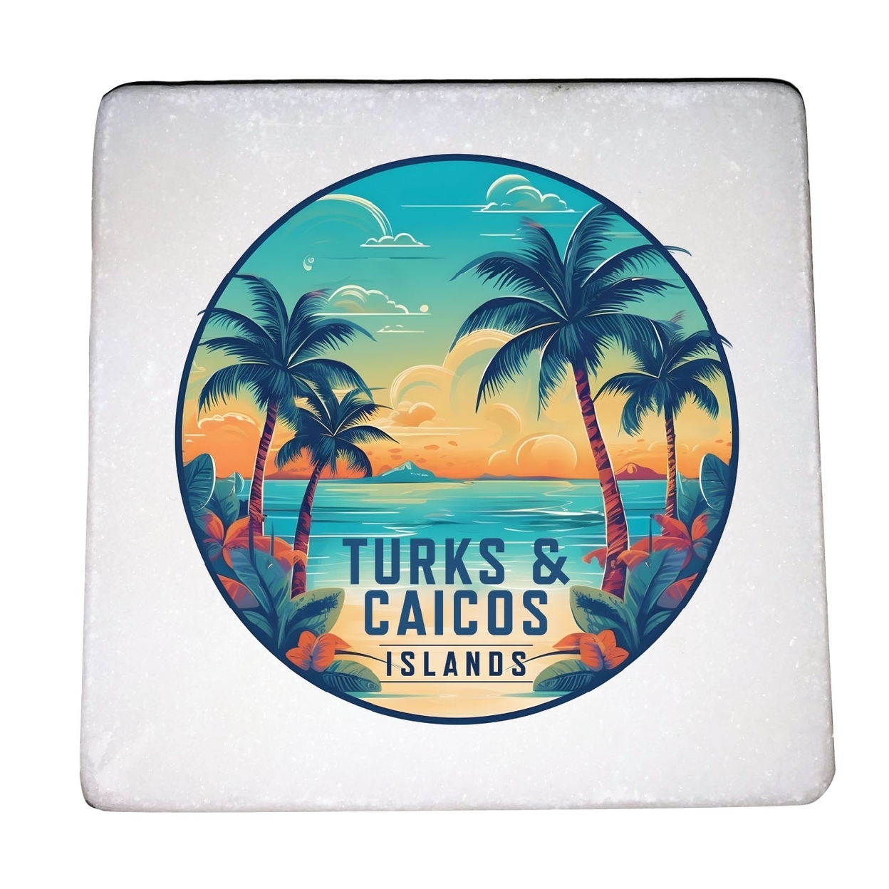 Turks And Caicos Design D Souvenir 4x4-Inch Coaster Marble 4 Pack