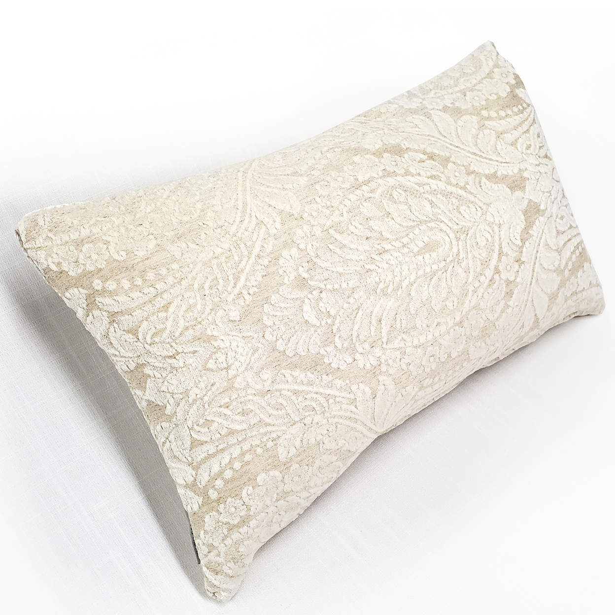 Jacquard Damask In Cream Throw Pillow 12x19, With Polyfill Insert