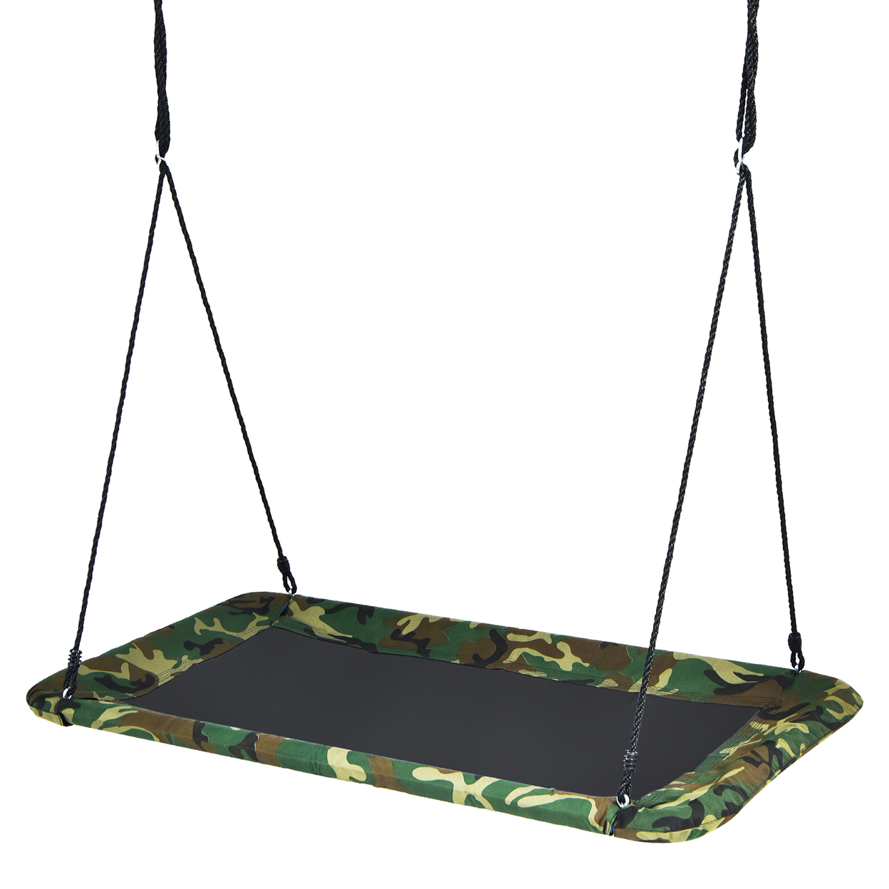 60'' Kids Giant Tree Rectangle Swing 700 Lbs W/ Adjustable Hanging Ropes - Camo Green