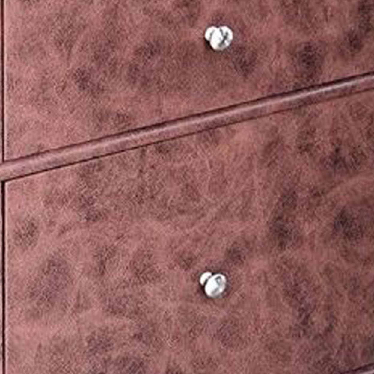27 Inch Nightstand With Leatherette Upholstered, 2 Drawers, Cherry Brown