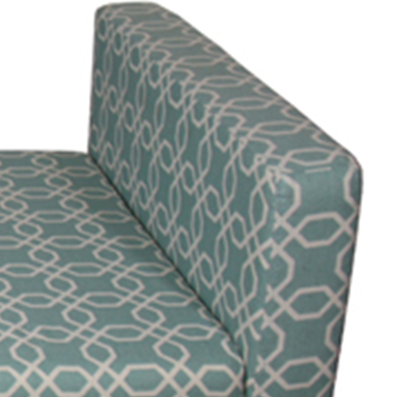 24 Inch Fabric Upholstered Geometric Pattern Storage Bench, Blue And White- Saltoro Sherpi