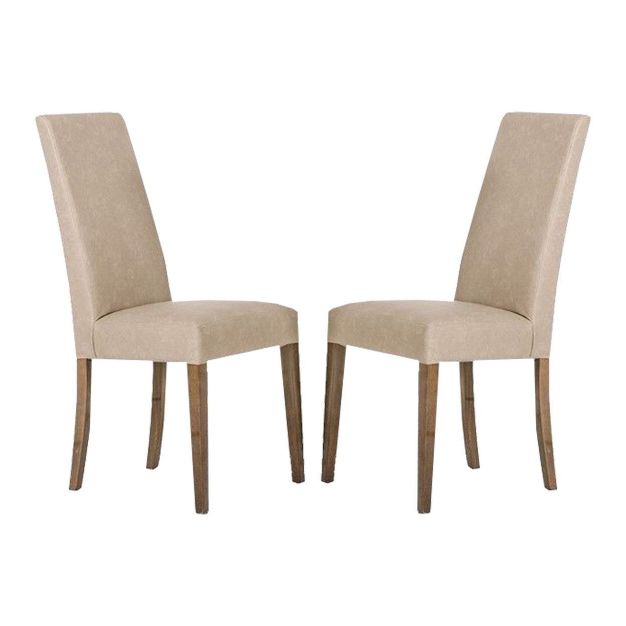 18 Inch Dining Chair, Set Of 2, Beige Vegan Faux Leather, Parson Style- Saltoro Sherpi