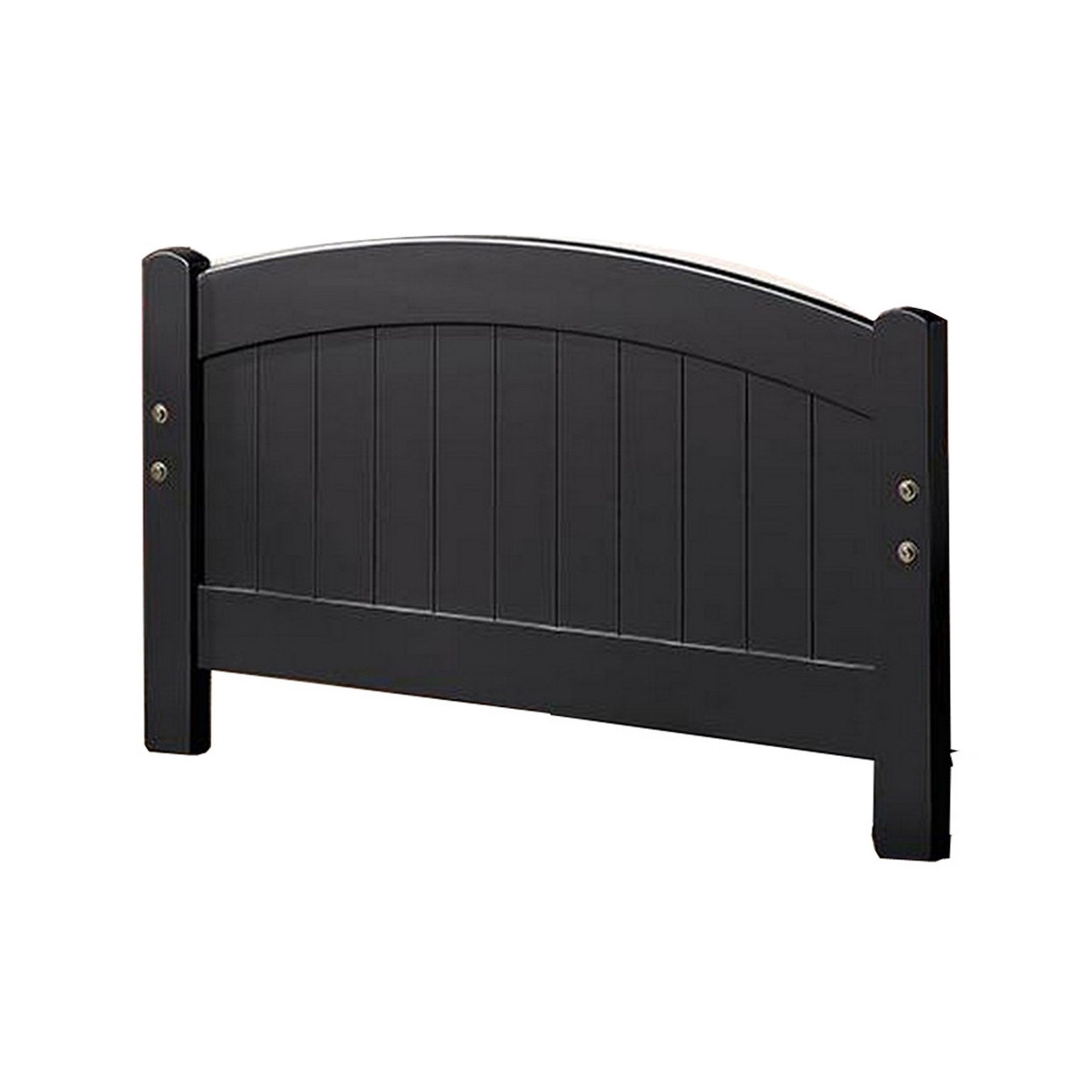Shov Twin Size Trundle Bed, Arched Headboard, Vertical Accents, Black Wood- Saltoro Sherpi