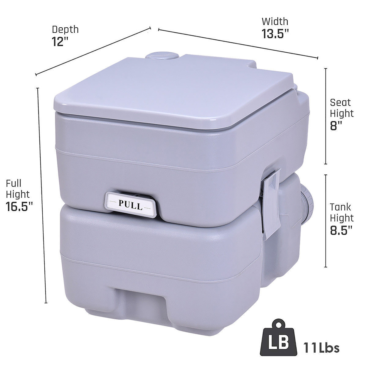 5.3 Gallon 20L Portable Toilet Flush Travel Camping Outdoor/Indoor Potty Commode