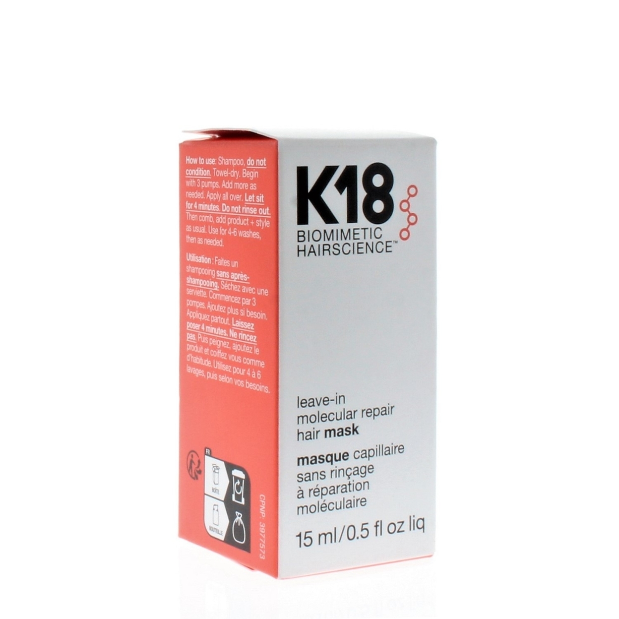 K18 Biomimetic Hairscience Leave-In Molecular Repair Hair Mask 0.5oz/15ml