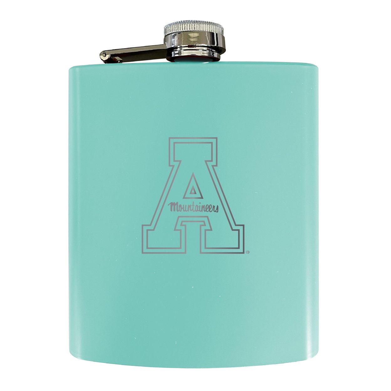 Appalachian State Stainless Steel Etched Flask - Choose Your Color - Seafoam