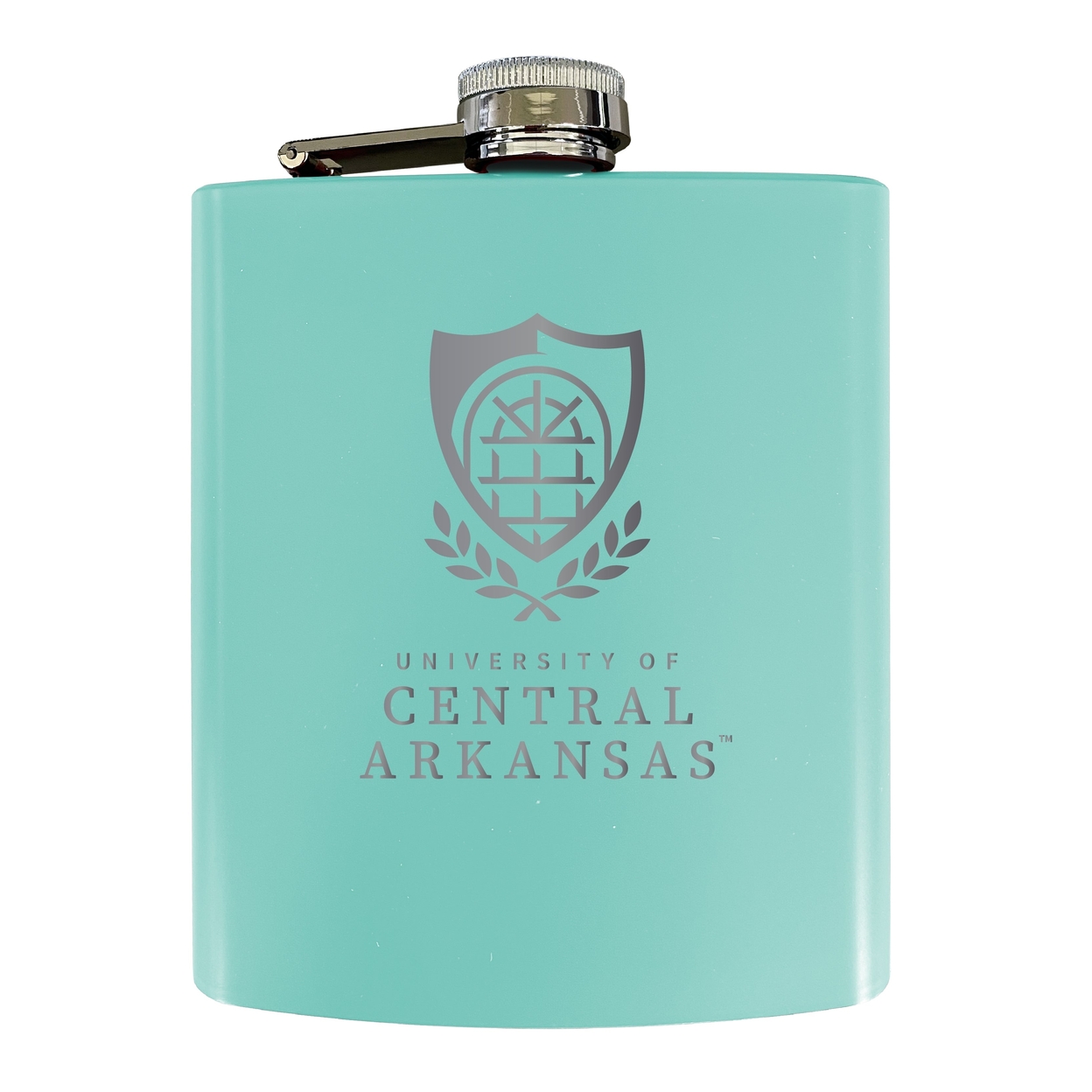 Central Arkansas Bears Stainless Steel Etched Flask - Choose Your Color - Seafoam