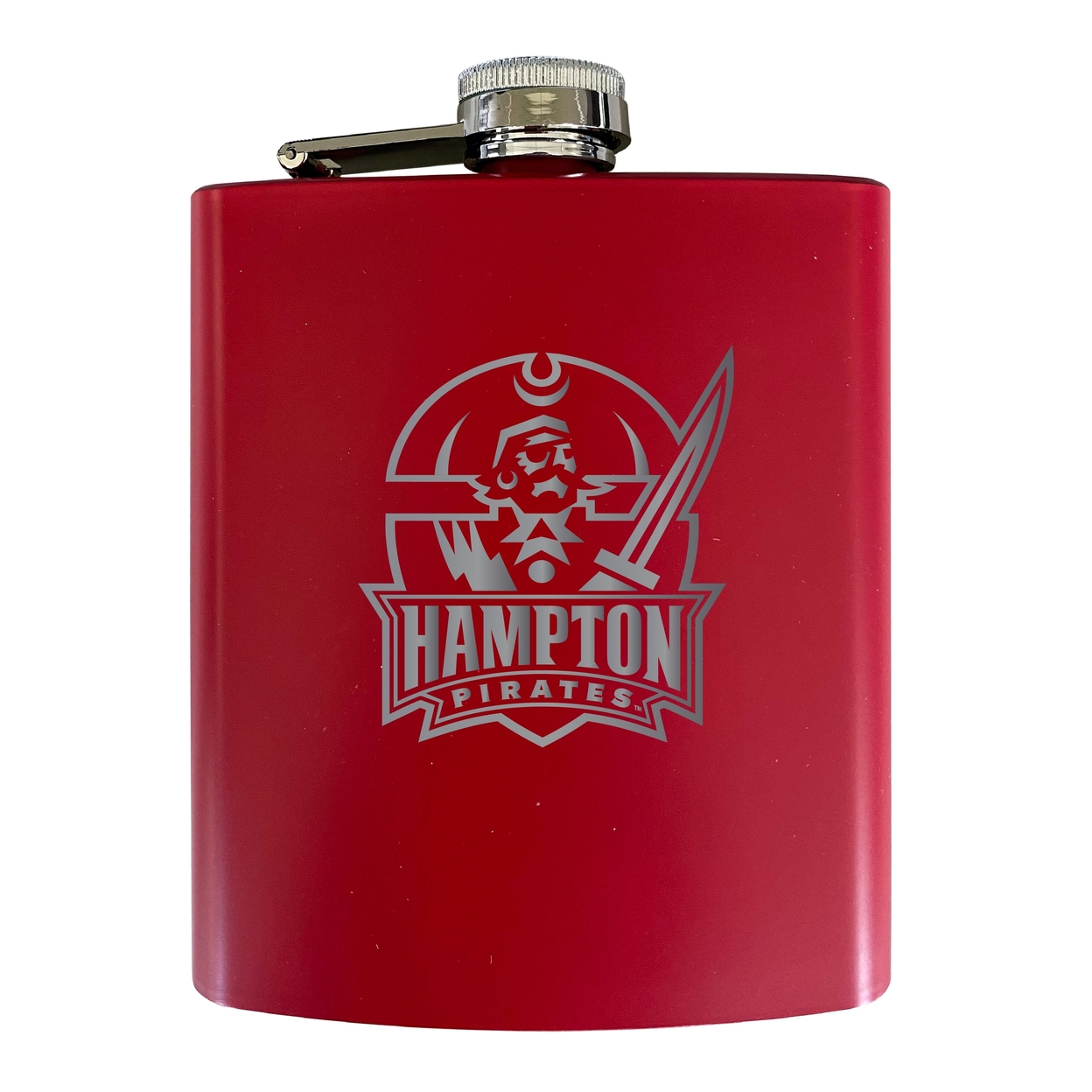 Hampton University Stainless Steel Etched Flask - Choose Your Color - Black
