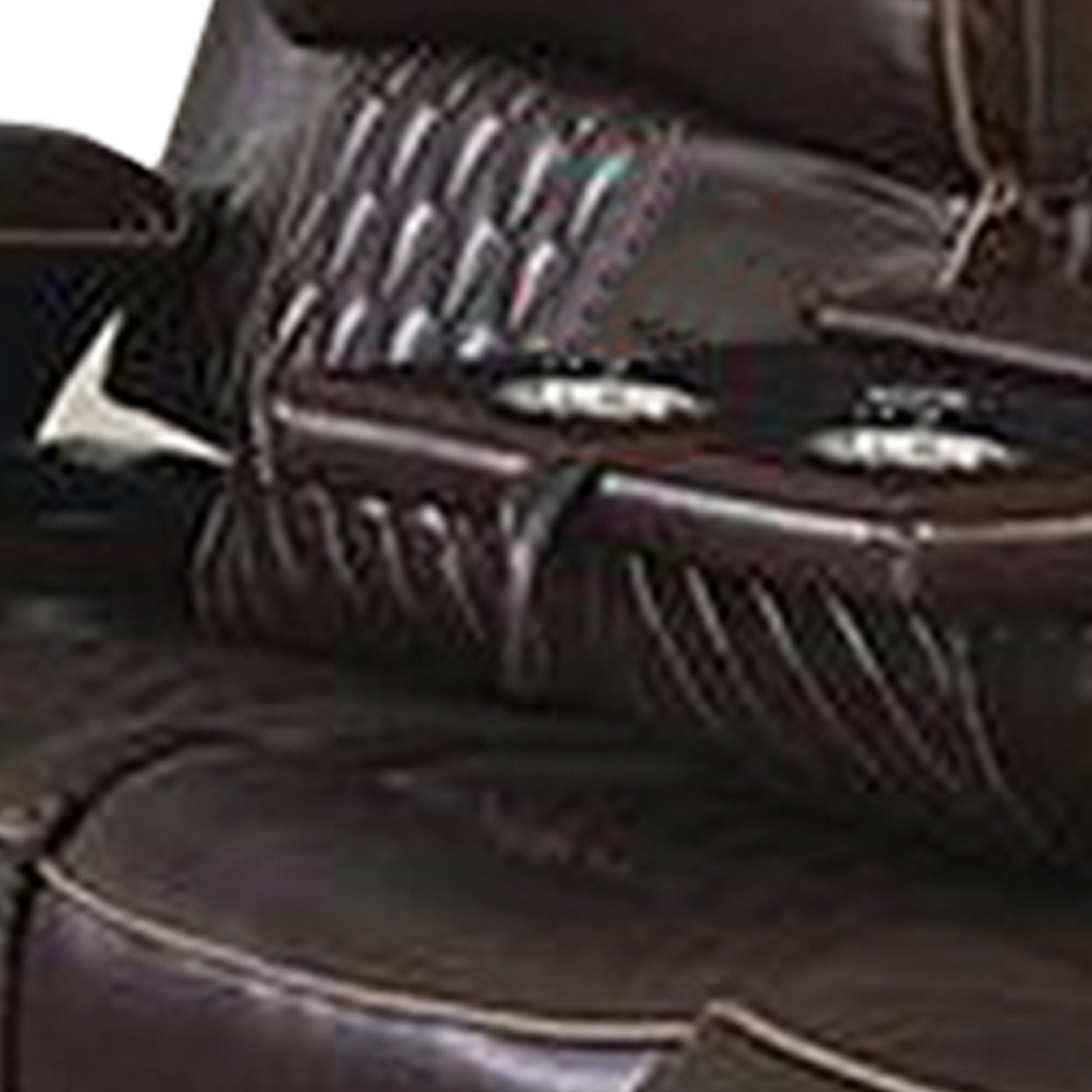 Seda 80 Inch Power Reclining Sofa, USB Port, Dark Brown Vegan Faux Leather- Saltoro Sherpi