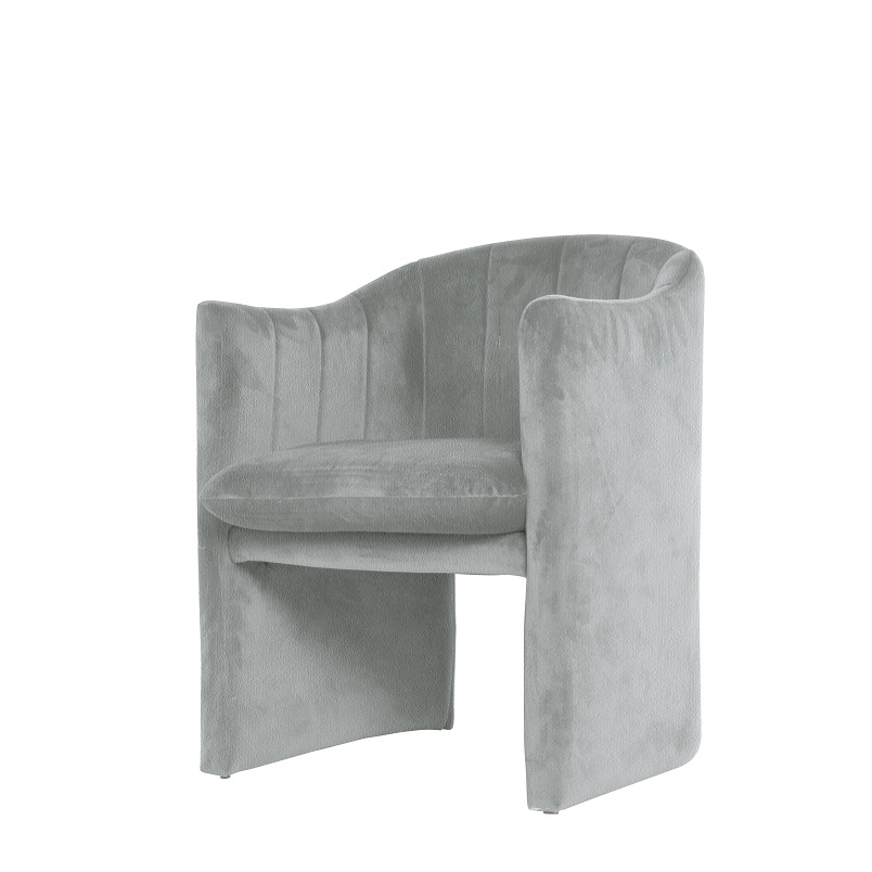 25 Inch Dining Chair, Curved Backrest, Vertical Channel Tufted, Gray Velvet- Saltoro Sherpi