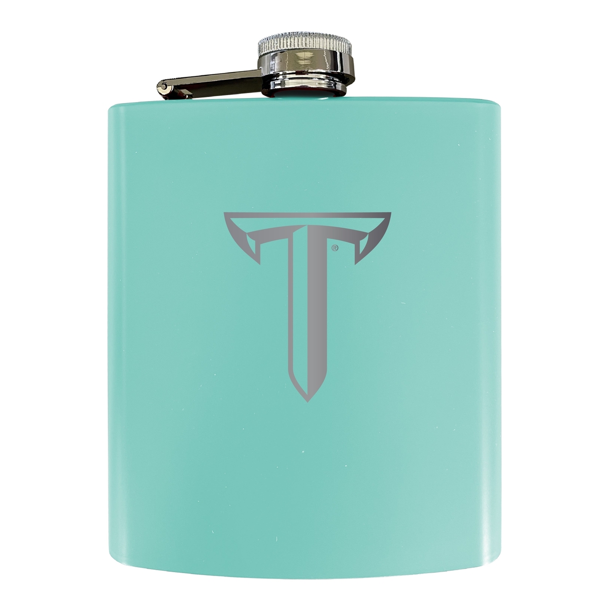 Troy University Stainless Steel Etched Flask - Choose Your Color - Seafoam