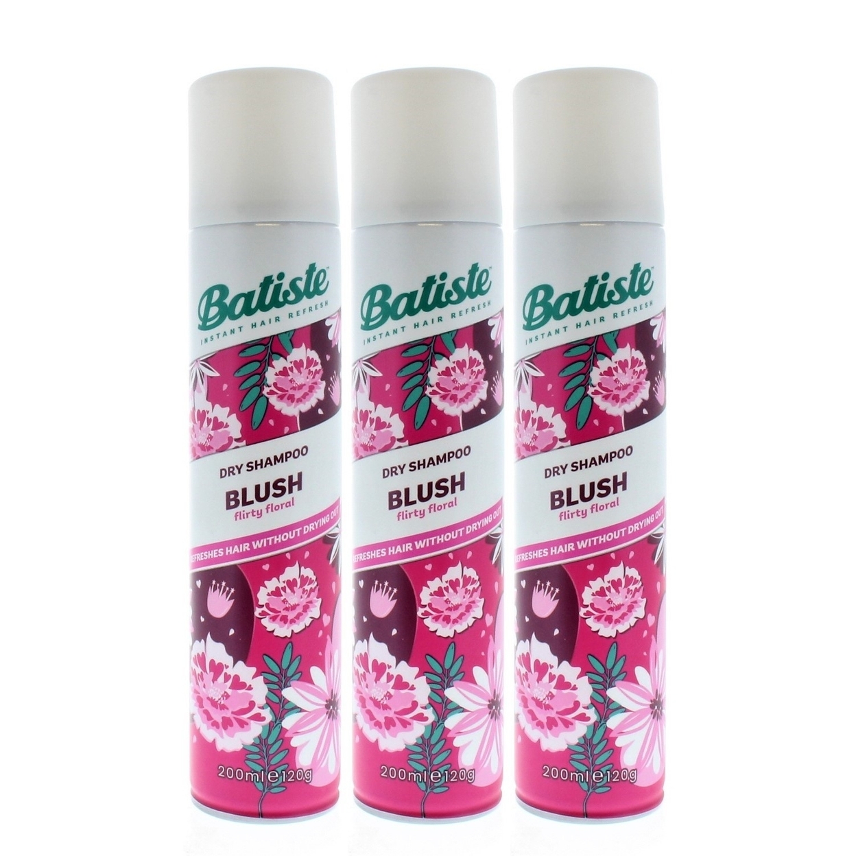 Batiste Instant Hair Refresh Dry Shampoo Blush Flirty Floral 200ml/120g (3 PACK)