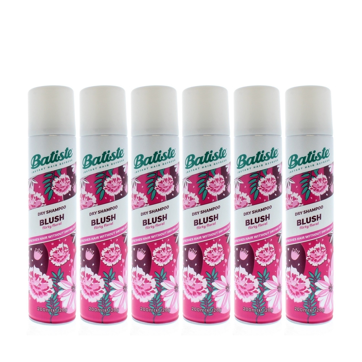 Batiste Instant Hair Refresh Dry Shampoo Blush Flirty Floral 200ml/120g (6 PACK)