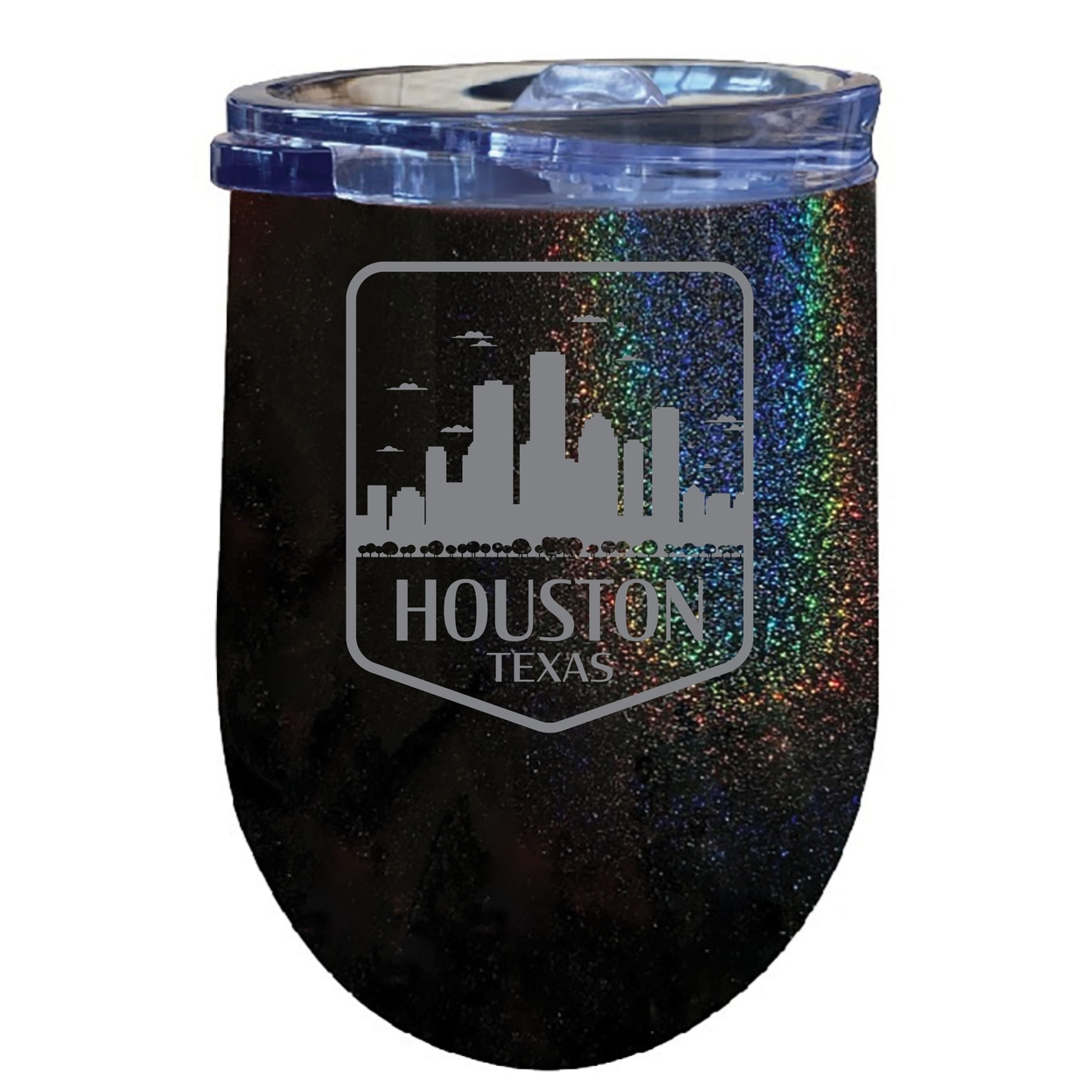 Houston Texas Souvenir 12 Oz Engraved Insulated Wine Stainless Steel Tumbler - Black,,4-Pack