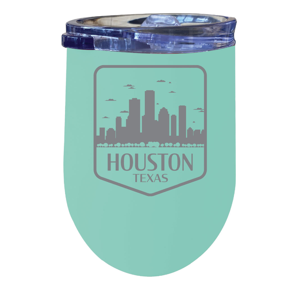 Houston Texas Souvenir 12 Oz Engraved Insulated Wine Stainless Steel Tumbler - Rainbow Glitter Gray,,Single Unit