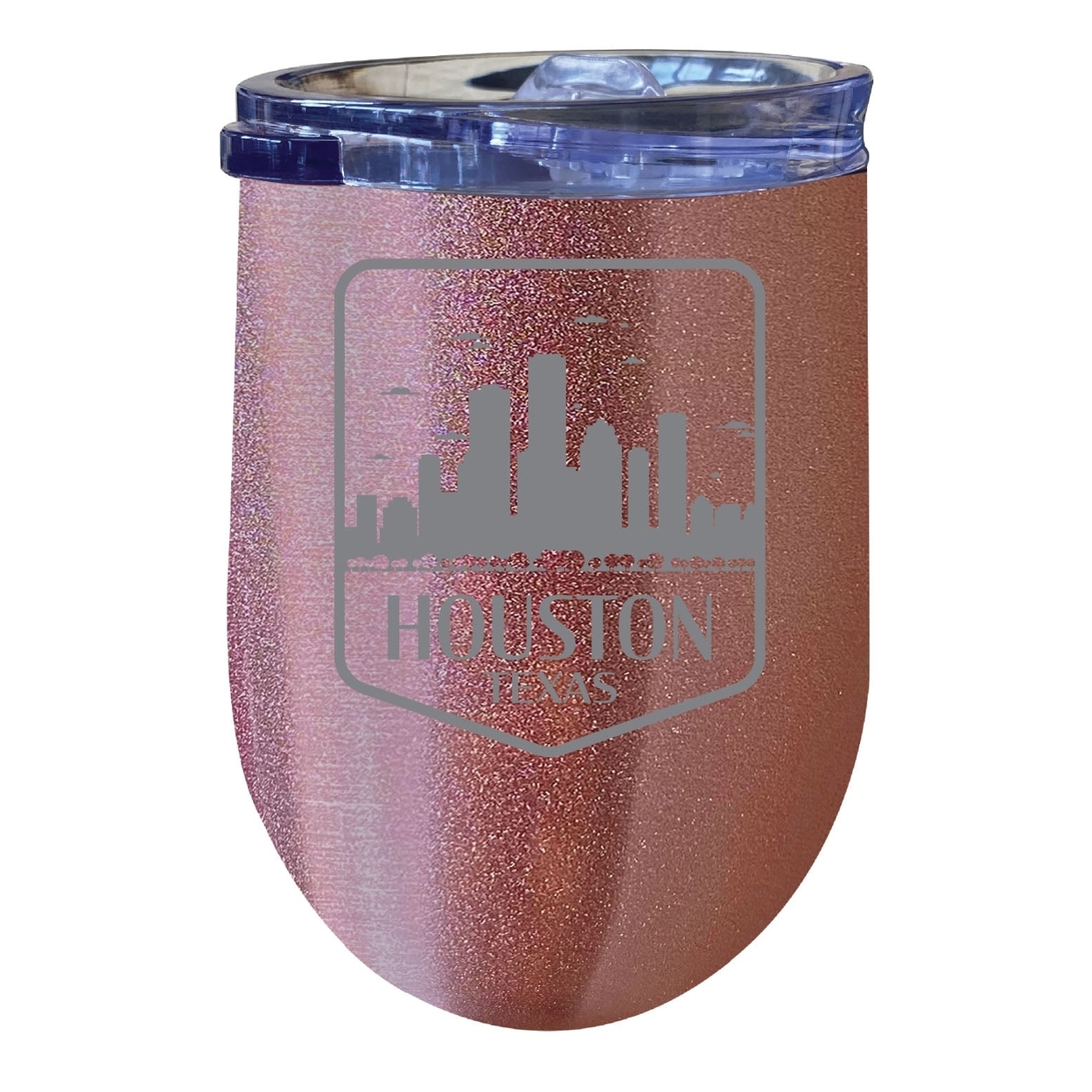 Houston Texas Souvenir 12 Oz Engraved Insulated Wine Stainless Steel Tumbler - Rose Gold,,4-Pack