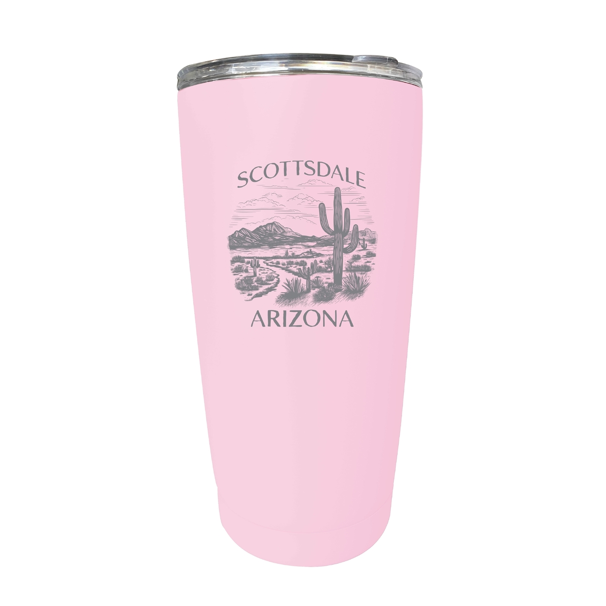 Scottsdale Arizona Souvenir 16 Oz Engraved Stainless Steel Insulated Tumbler - Pink,,2-Pack