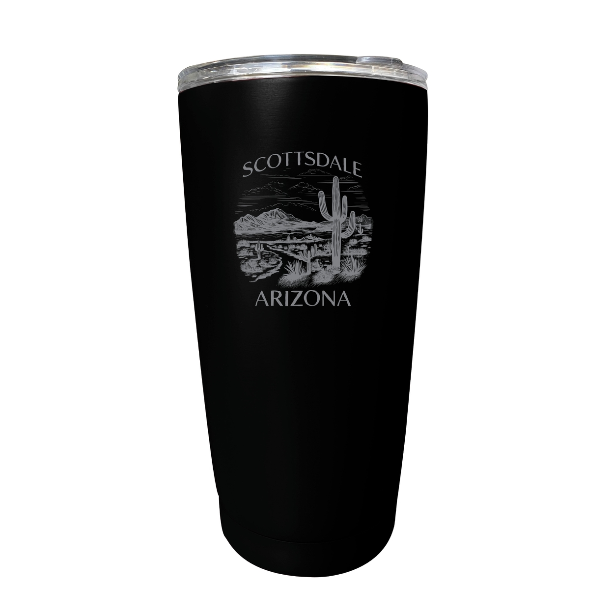 Scottsdale Arizona Souvenir 16 Oz Engraved Stainless Steel Insulated Tumbler - Black,,2-Pack