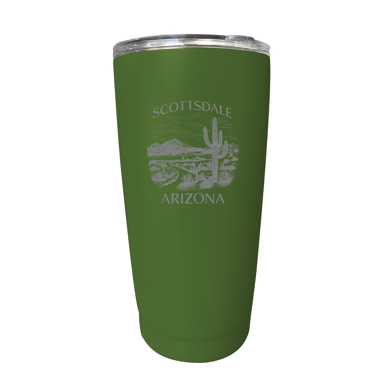 Scottsdale Arizona Souvenir 16 Oz Engraved Stainless Steel Insulated Tumbler - Green,,2-Pack