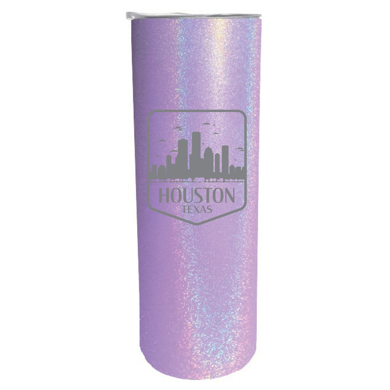 Houston Texas Souvenir 20 Oz Engraved Insulated Stainless Steel Skinny Tumbler - Purple Glitter,,4-Pack