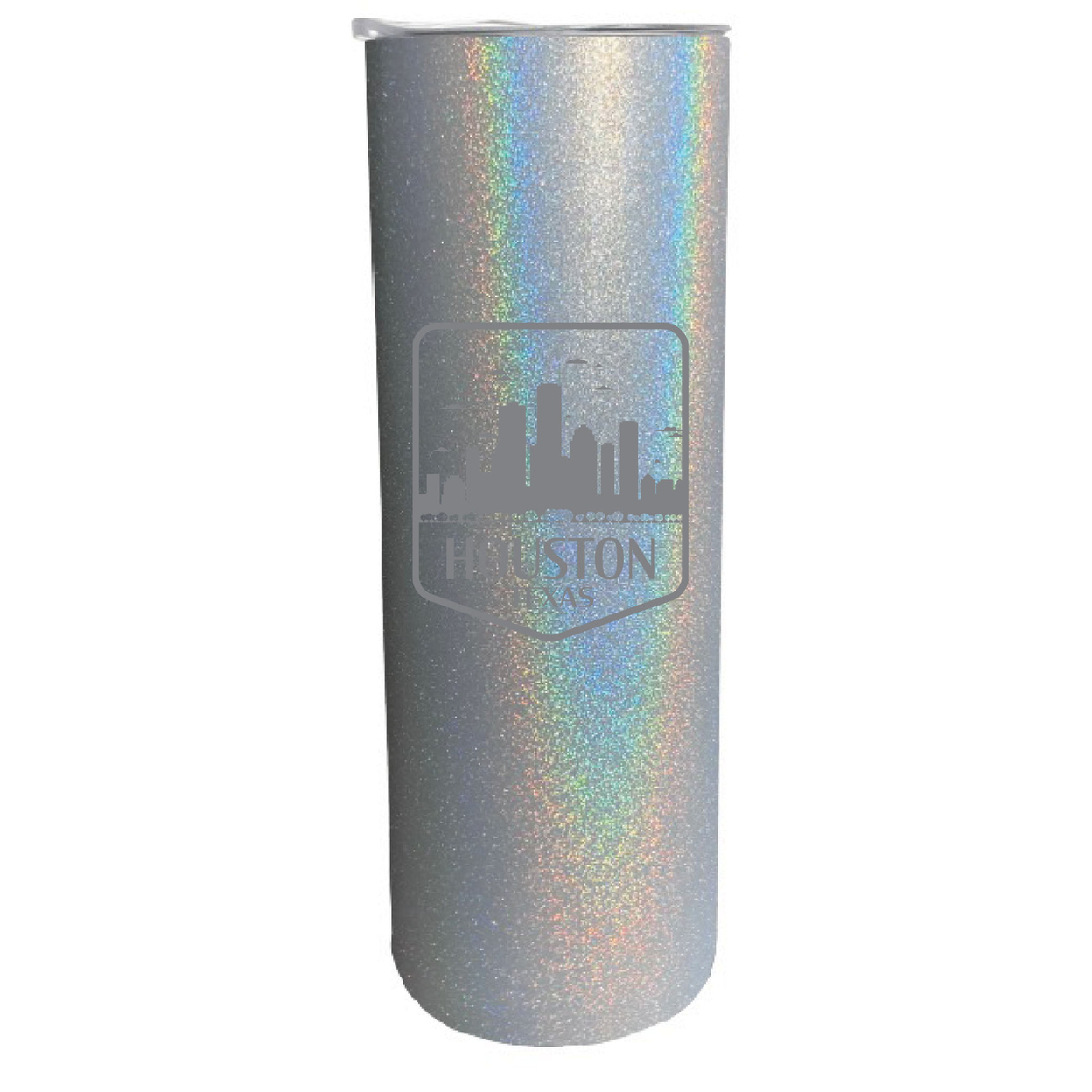 Houston Texas Souvenir 20 Oz Engraved Insulated Stainless Steel Skinny Tumbler - Gray Glitter,,Single Unit