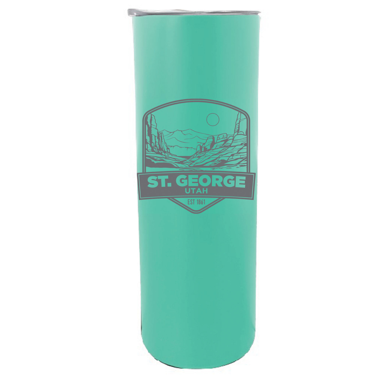 St. George Utah Souvenir 20 Oz Engraved Insulated Stainless Steel Skinny Tumbler - Seafoam,,Single Unit