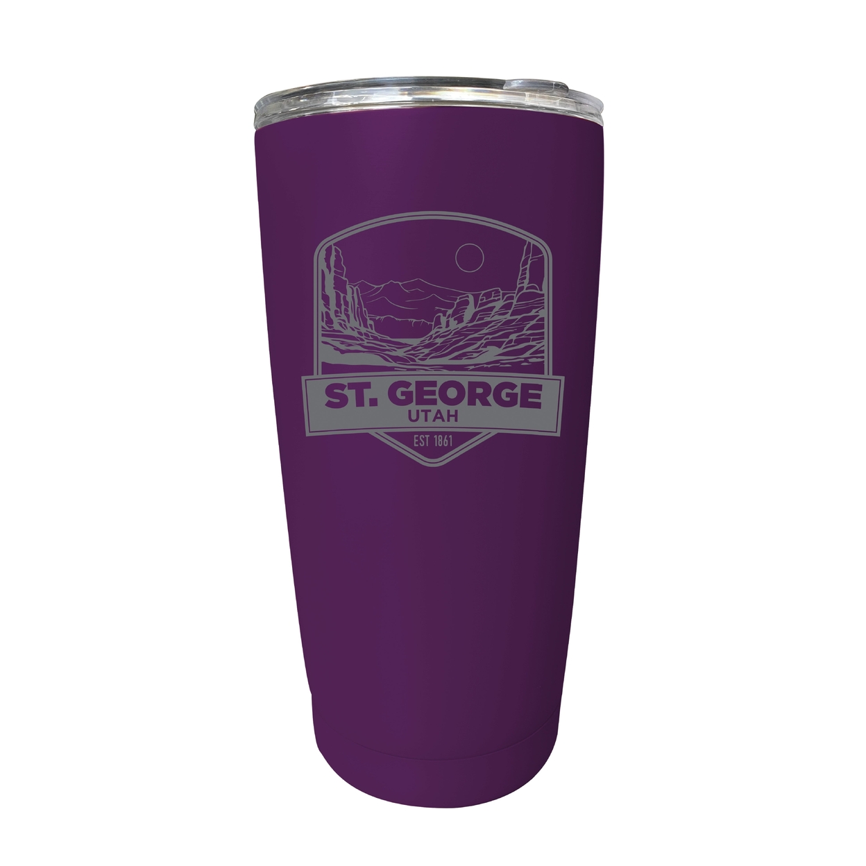 St. George Utah Souvenir 16 Oz Engraved Stainless Steel Insulated Tumbler - Purple,,Single Unit
