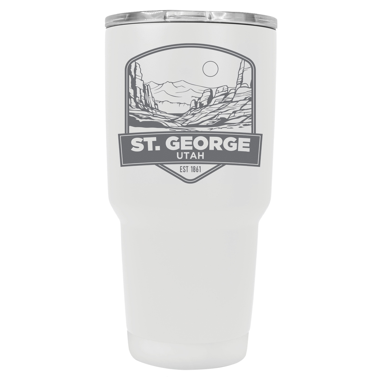 St. George Utah Souvenir 24 Oz Engraved Insulated Stainless Steel Tumbler - White,,4-Pack