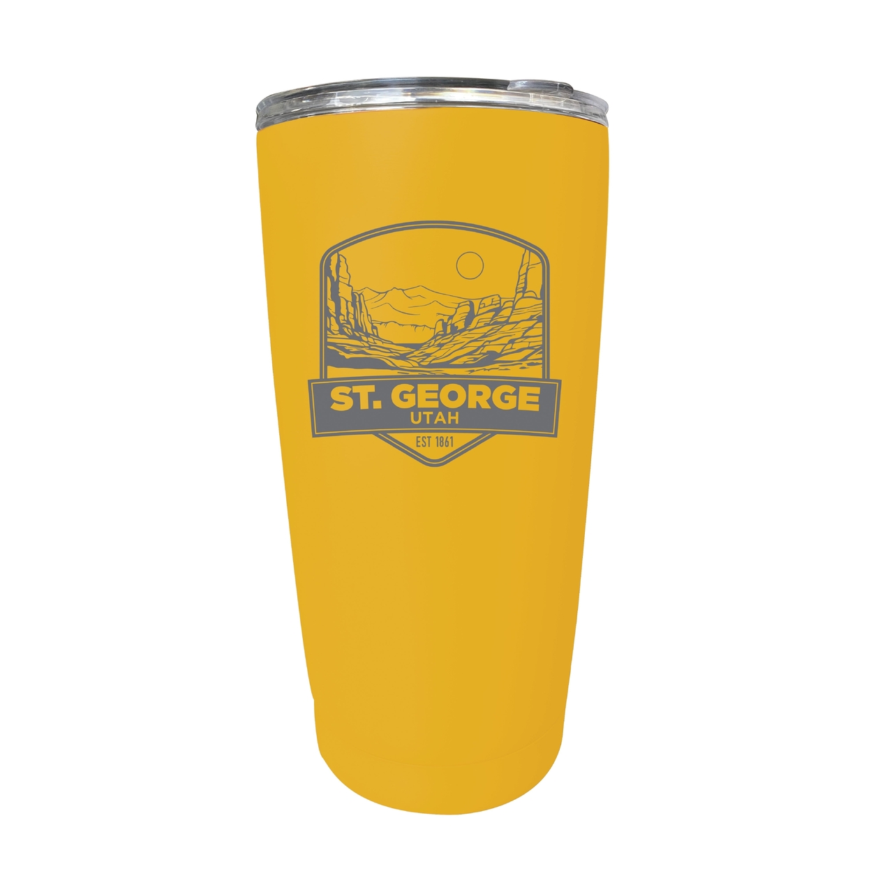 St. George Utah Souvenir 16 Oz Engraved Stainless Steel Insulated Tumbler - Yellow,,Single Unit