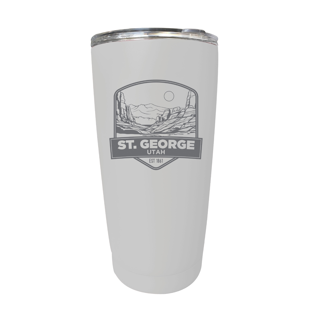 St. George Utah Souvenir 16 Oz Engraved Stainless Steel Insulated Tumbler - White,,2-Pack
