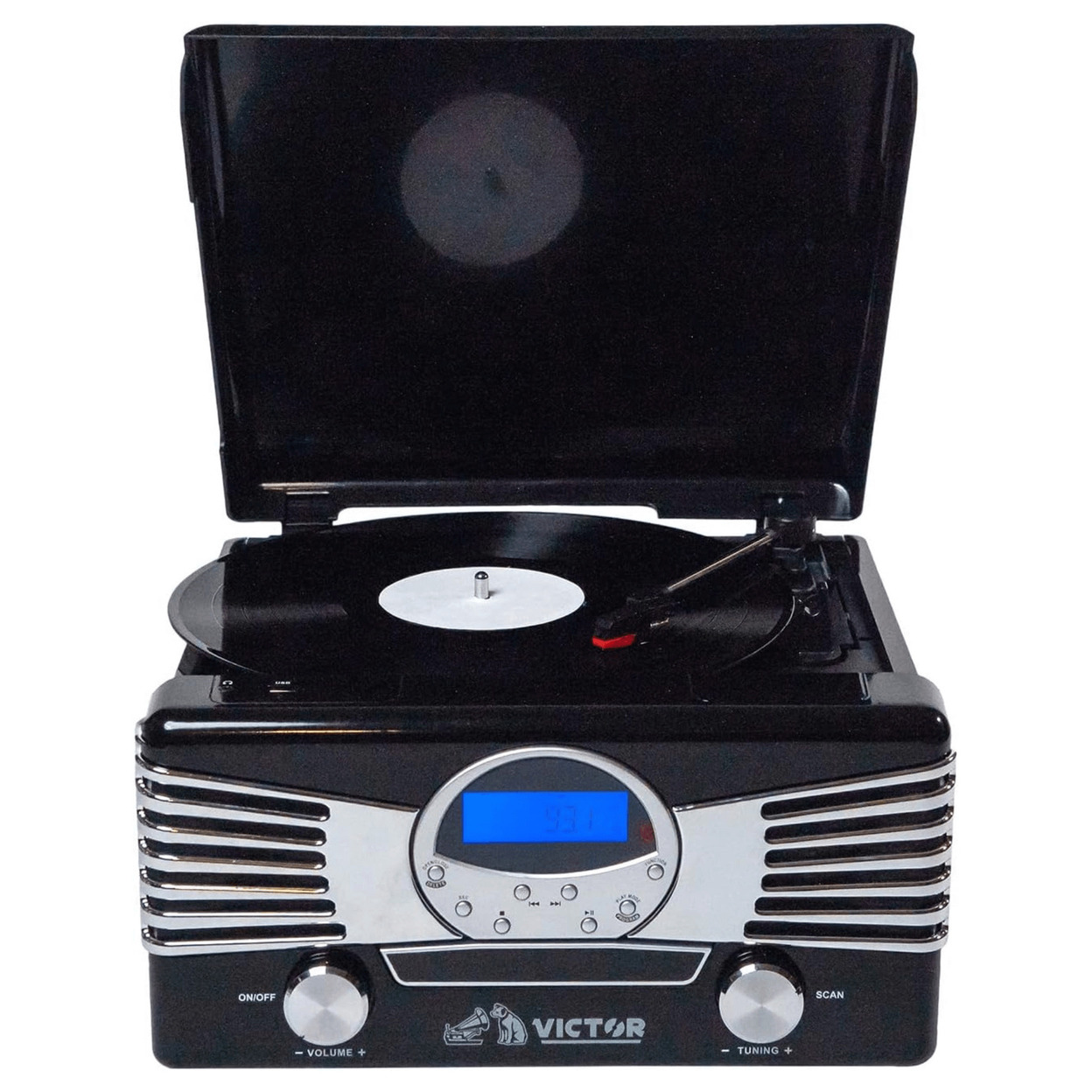 Victor Diner 7-in-1 Turntable Music Center With CD & MP3 Player And Bluetooth Function - Turquoise