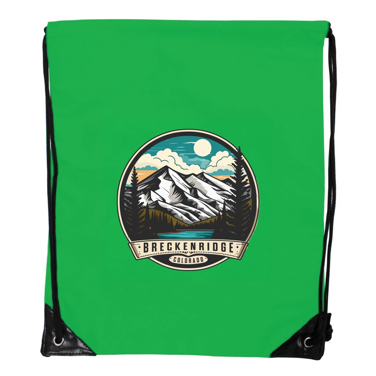 Breckenridge Colorado Design A Souvenir Cinch Bag With Drawstring Backpack Black - Kelly Green