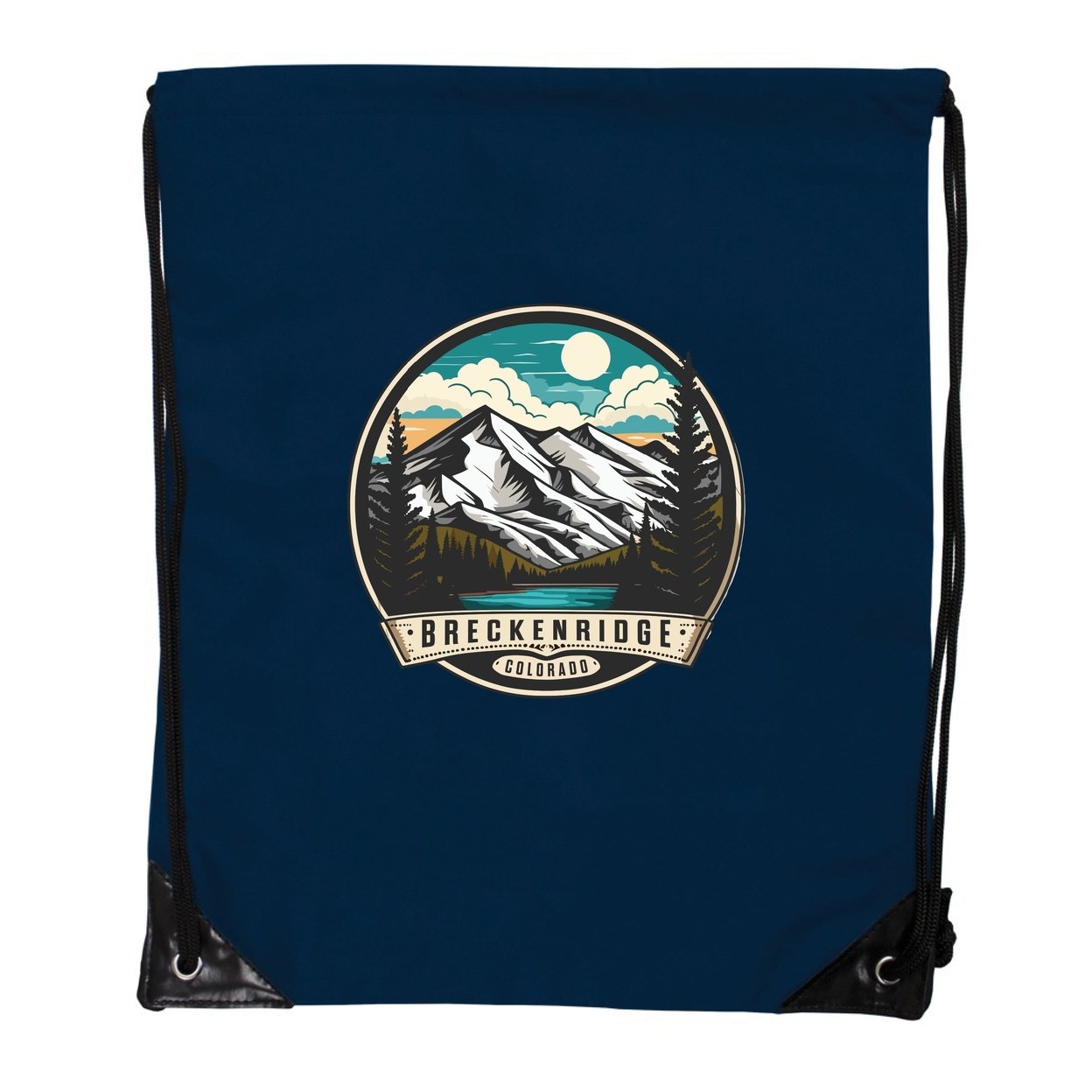 Breckenridge Colorado Design A Souvenir Cinch Bag With Drawstring Backpack Black - Navy