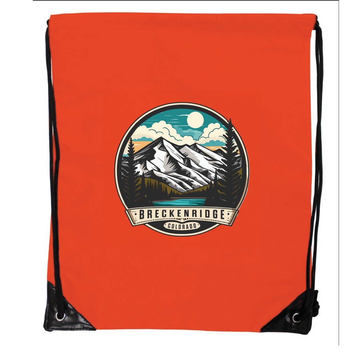 Breckenridge Colorado Design A Souvenir Cinch Bag With Drawstring Backpack Black - Orange