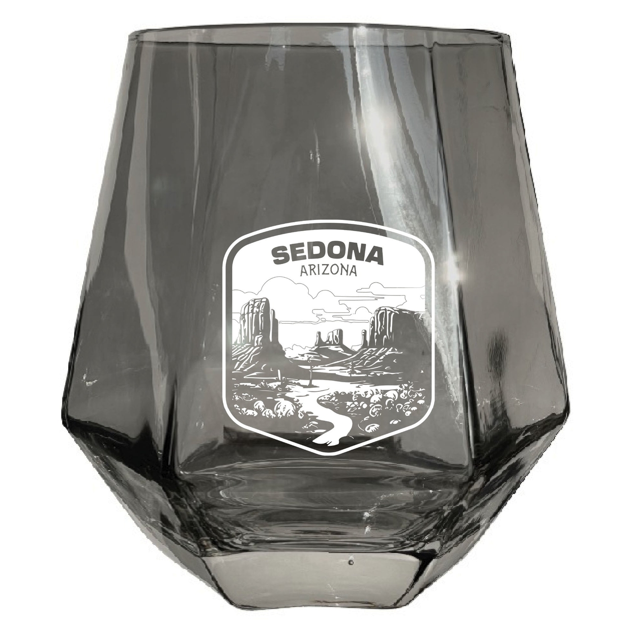 Sedona Arizona Souvenir Wine Glass EngravedDiamond 15 Oz Clear Iridescent - Gray,,4-Pack