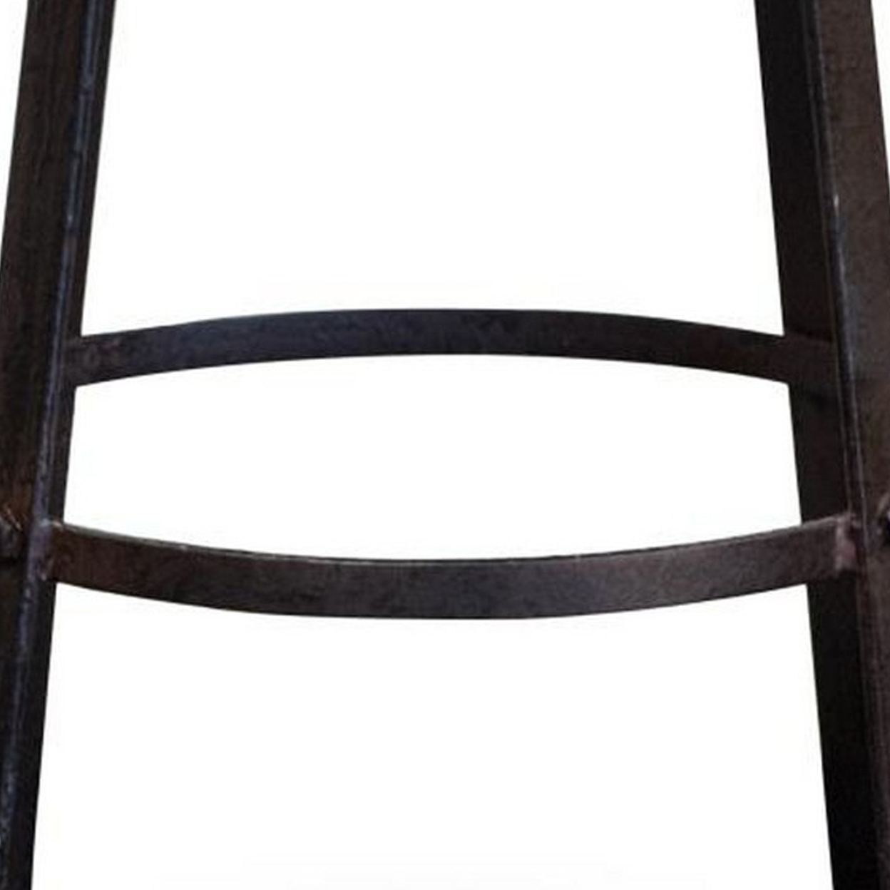 24 Inch Counter Height Stool, Brown Wood Seat, Industrial, Black Metal Legs- Saltoro Sherpi