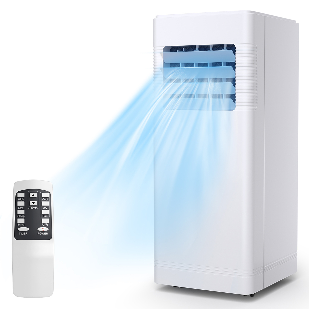 10000 BTU ASHRAE Portable Air Conditioner With Remote Control Cooling Fan Dehumidifier