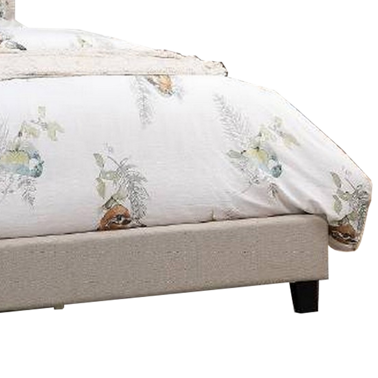 Eni Upholstered California King Size Bed, Taupe Tufted Adjustable Headboard- Saltoro Sherpi