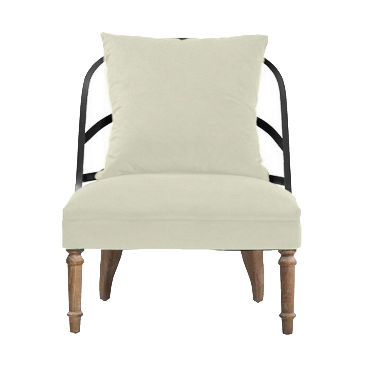 29 Inch Armless Accent Chair, Cushioned Seat And Back, Cream Linen Fabric- Saltoro Sherpi