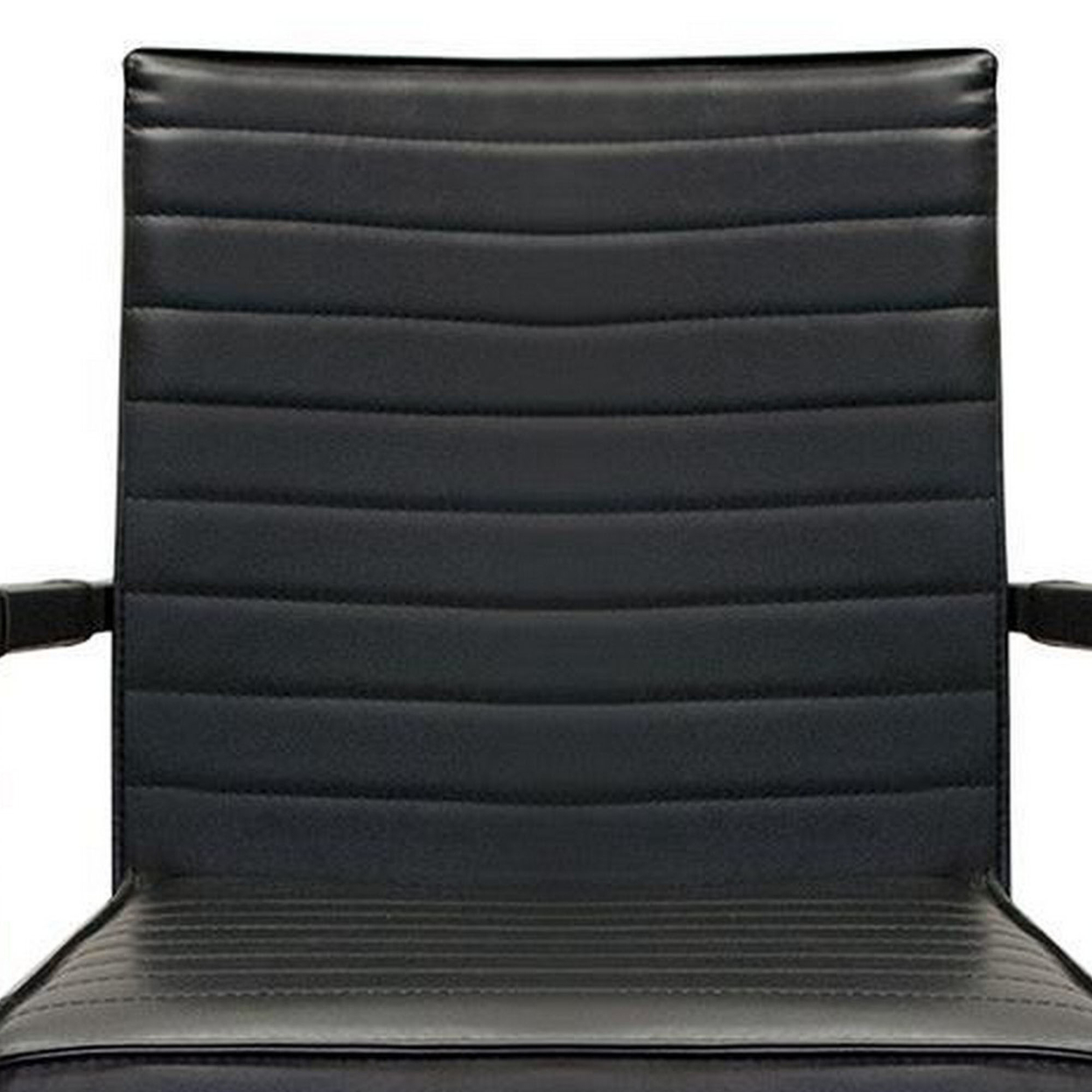 Ina 24 Inch Set Of 2 Dining Armchairs, Cantilever Base, Black Vegan Leather- Saltoro Sherpi