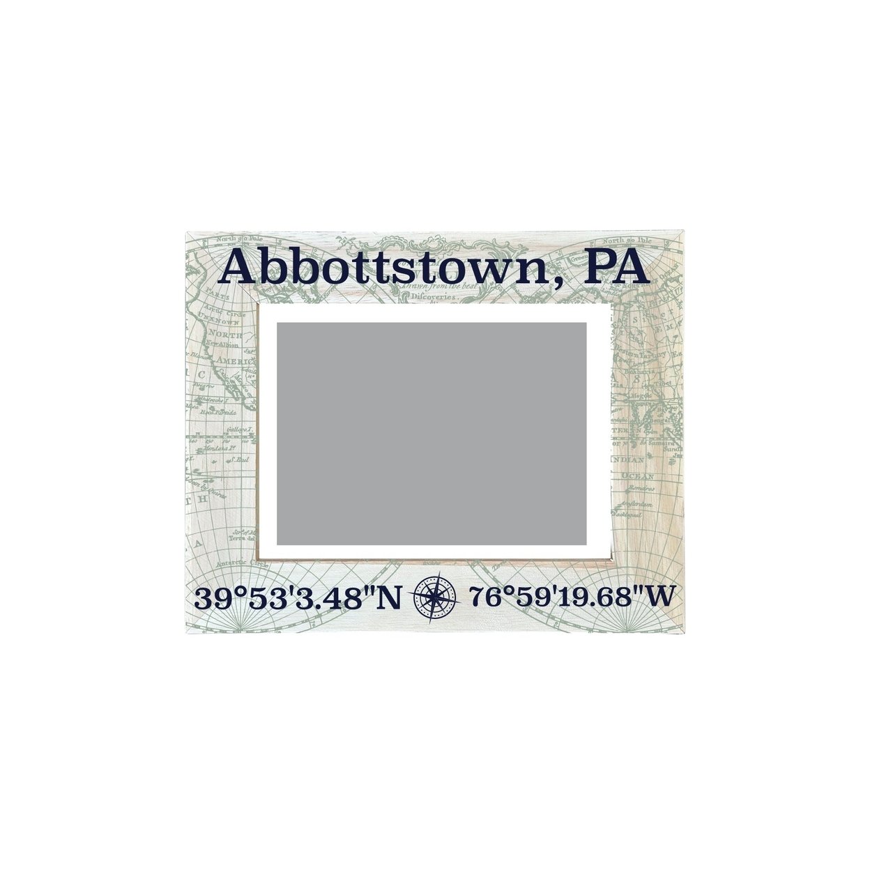 Abbottstown Pennsylvania Souvenir Wooden Photo Frame Compass Coordinates Design Matted To 4 X 6