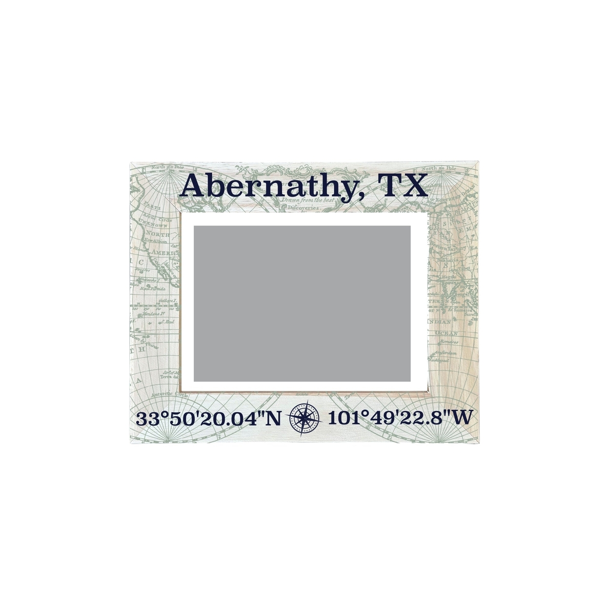Abernathy Texas Souvenir Wooden Photo Frame Compass Coordinates Design Matted To 4 X 6