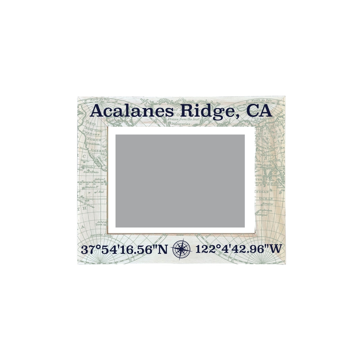 Acalanes Ridge California Souvenir Wooden Photo Frame Compass Coordinates Design Matted To 4 X 6