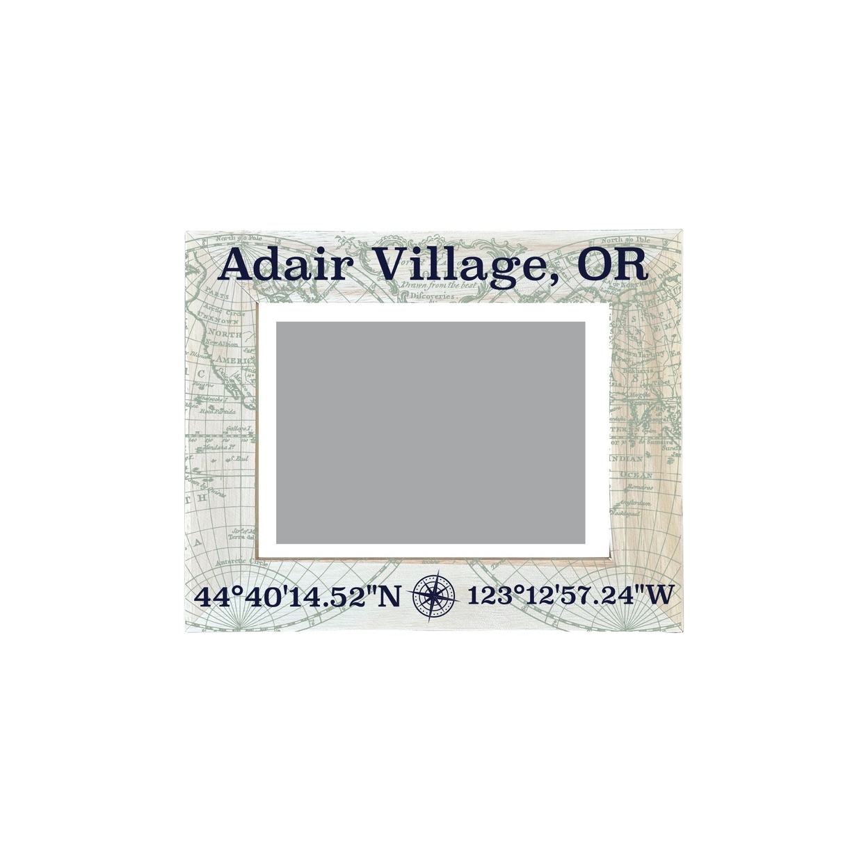 Adair Village Oregon Souvenir Wooden Photo Frame Compass Coordinates Design Matted To 4 X 6